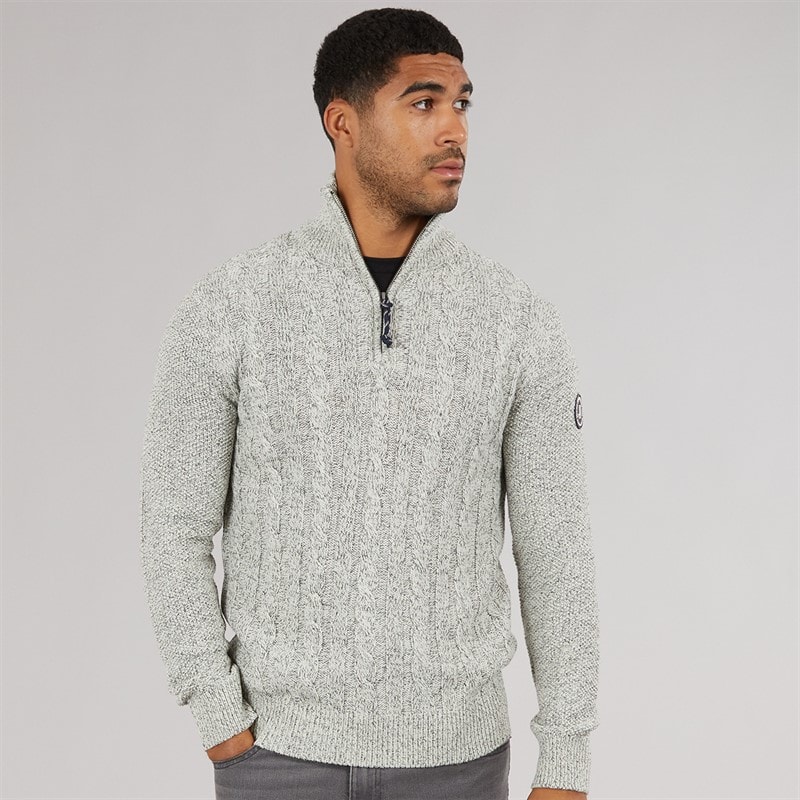 JACK & JONES Mens Shane Knit Jumper Silver Birch