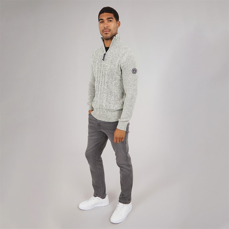 JACK & JONES Mens Shane Knit Jumper Silver Birch - Image 4