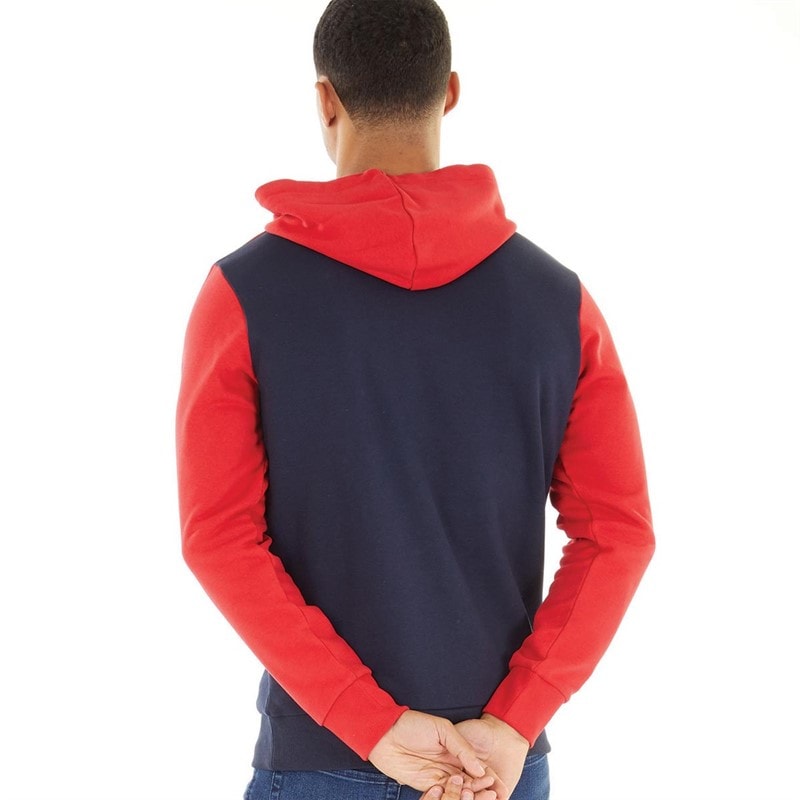 JACK & JONES Mens Logo Blocking Hoodie Tango Red - Image 2