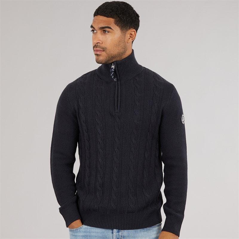 JACK & JONES Mens Shane Knit Jumper Navy Blazer - Image 3