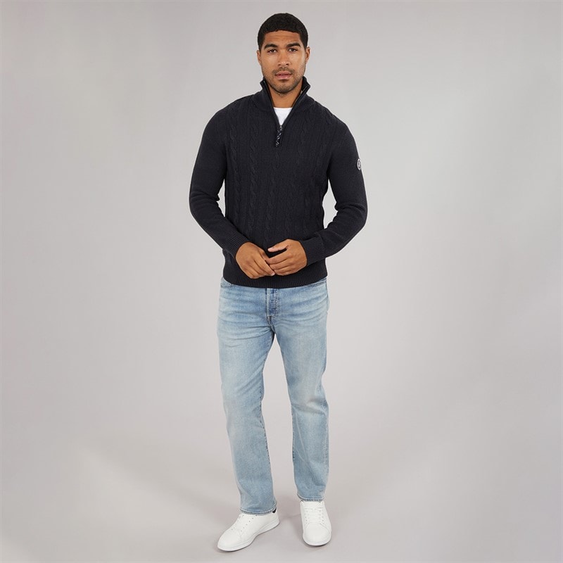 JACK & JONES Mens Shane Knit Jumper Navy Blazer - Image 4