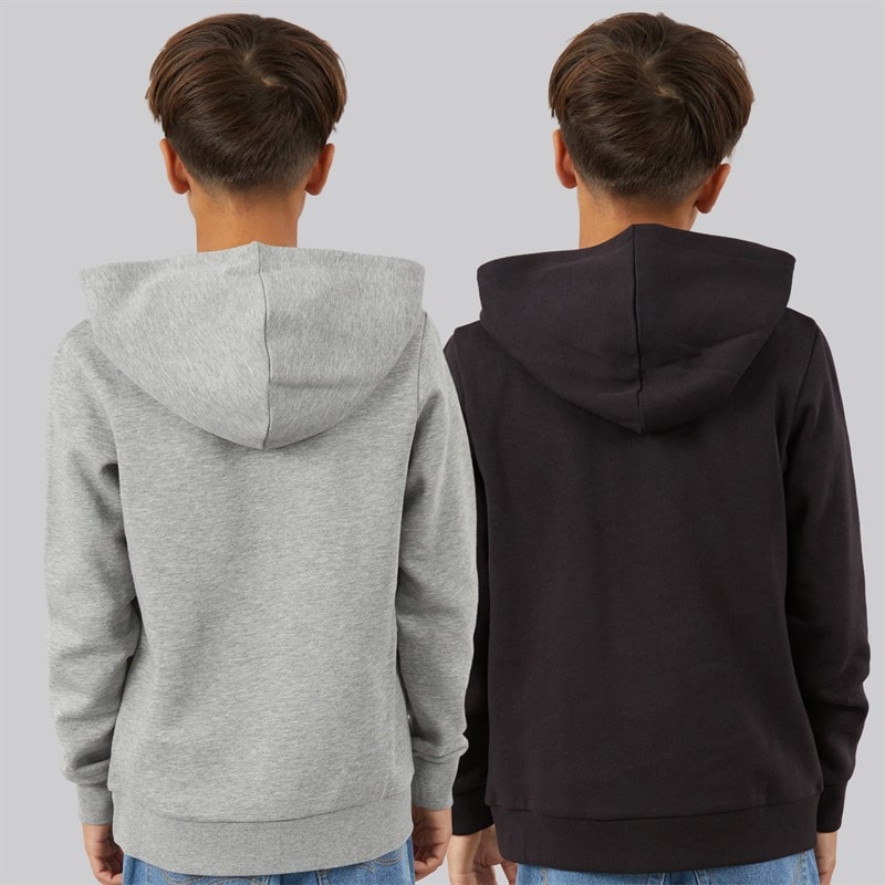 JACK & JONES Boys Thomas Two Pack Hoodies Light Grey Melange/Black - Image 2