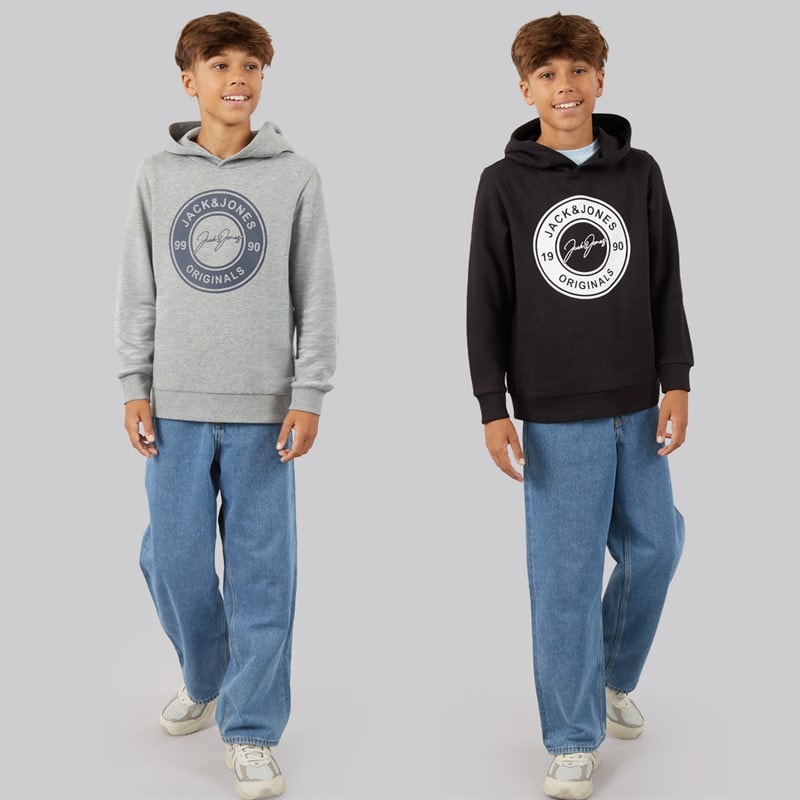 JACK & JONES Boys Thomas Two Pack Hoodies Light Grey Melange/Black - Image 3