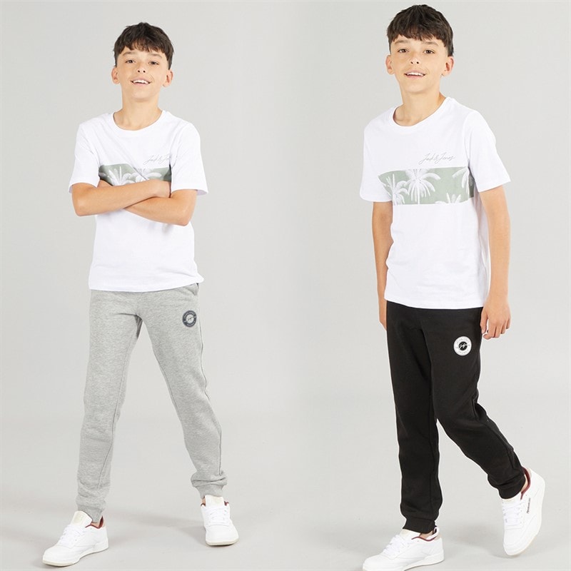JACK & JONES Boys Thomas Two Pack Joggers Light Grey Melange/Black - Image 4