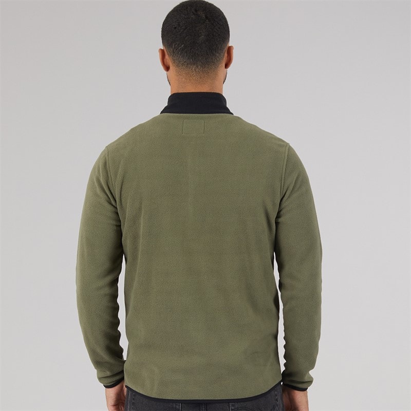 JACK & JONES Mens Flame Half Zip Fleece Dusty Olive - Image 2
