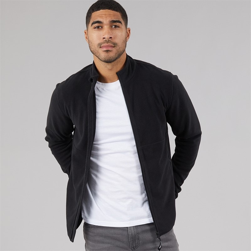JACK & JONES Mens Flame Full Zip Fleece Black - Image 1