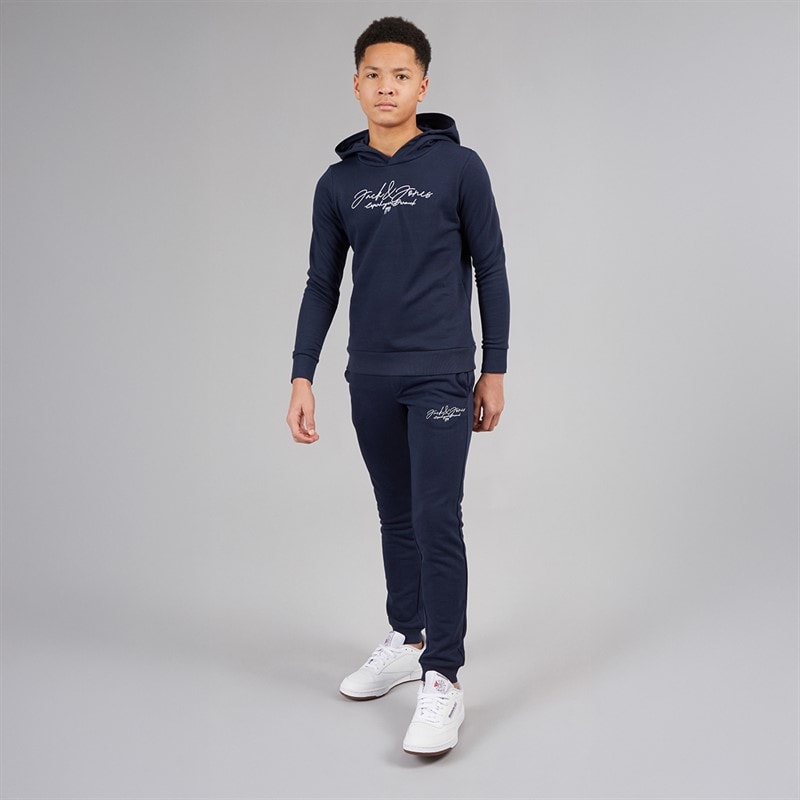 JACK & JONES Boys Scripted Tracksuit Navy Blazer - Image 4