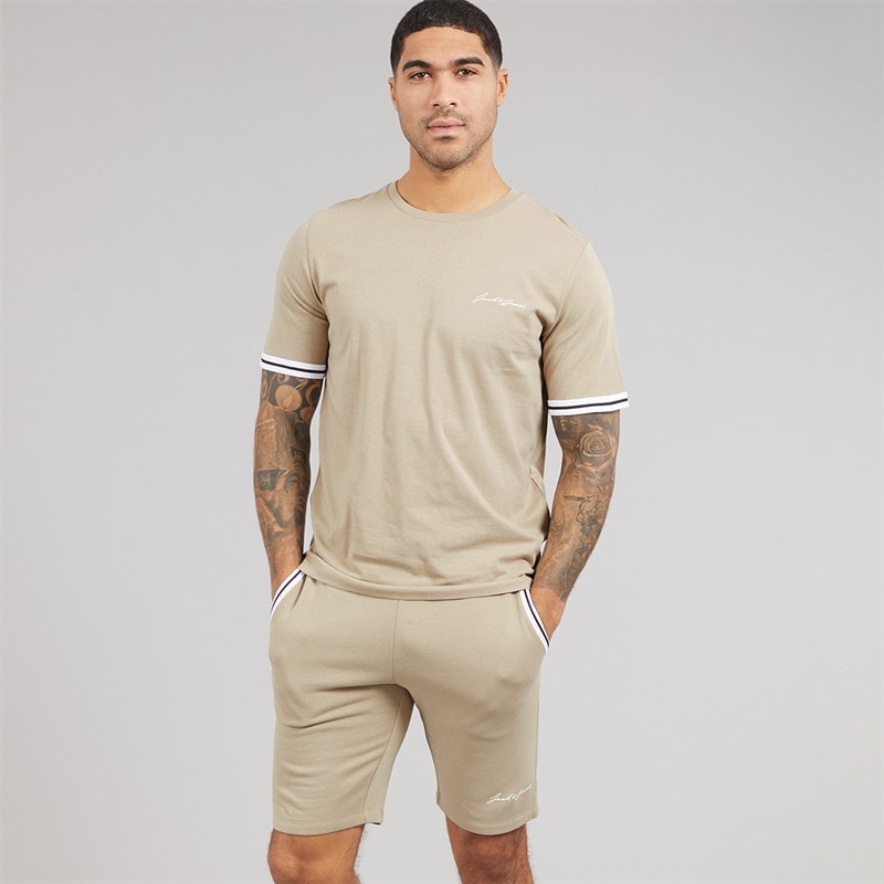 JACK & JONES Mens Jaxon T-Shirt And Shorts Set Crockery
