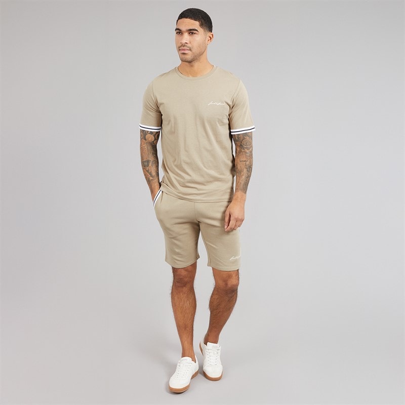 JACK & JONES Mens Jaxon T-Shirt And Shorts Set Crockery - Image 4