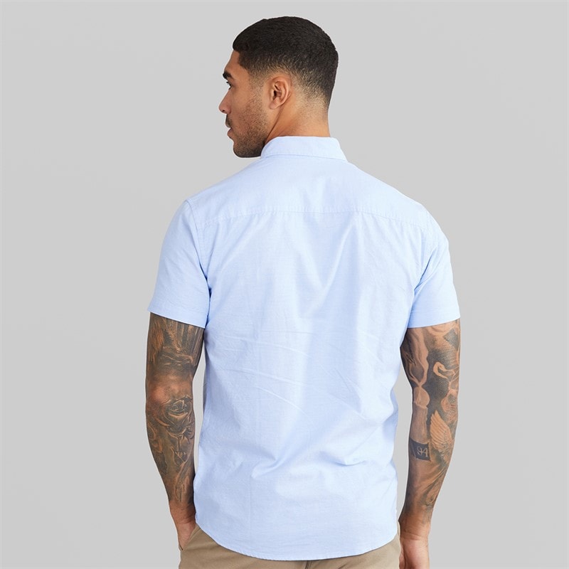 JACK & JONES Mens Classic Short Sleeve Oxford Shirt Cashmere Blue - Image 2