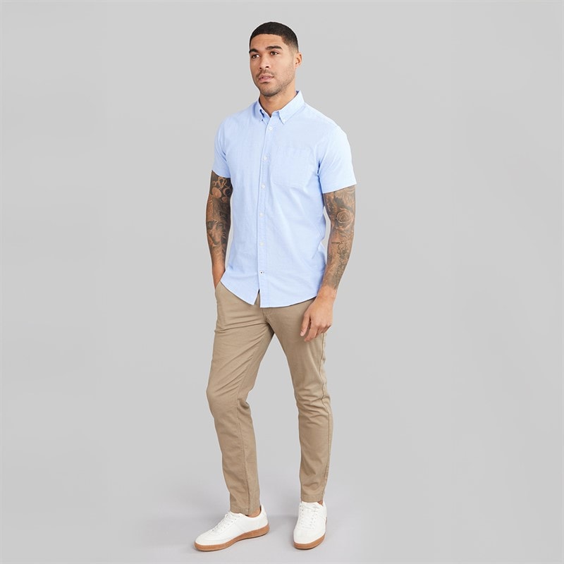 JACK & JONES Mens Classic Short Sleeve Oxford Shirt Cashmere Blue - Image 3