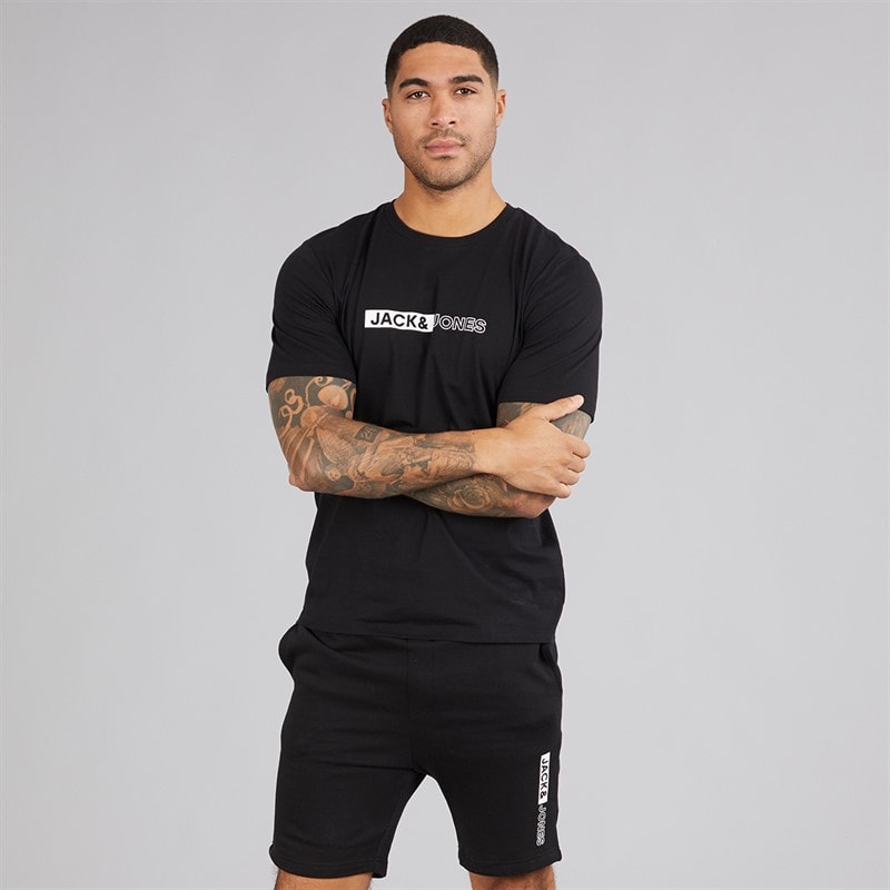 JACK & JONES Mens Neo T-Shirt And Short sSet Black