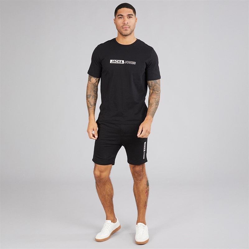 JACK & JONES Mens Neo T-Shirt And Short sSet Black - Image 3