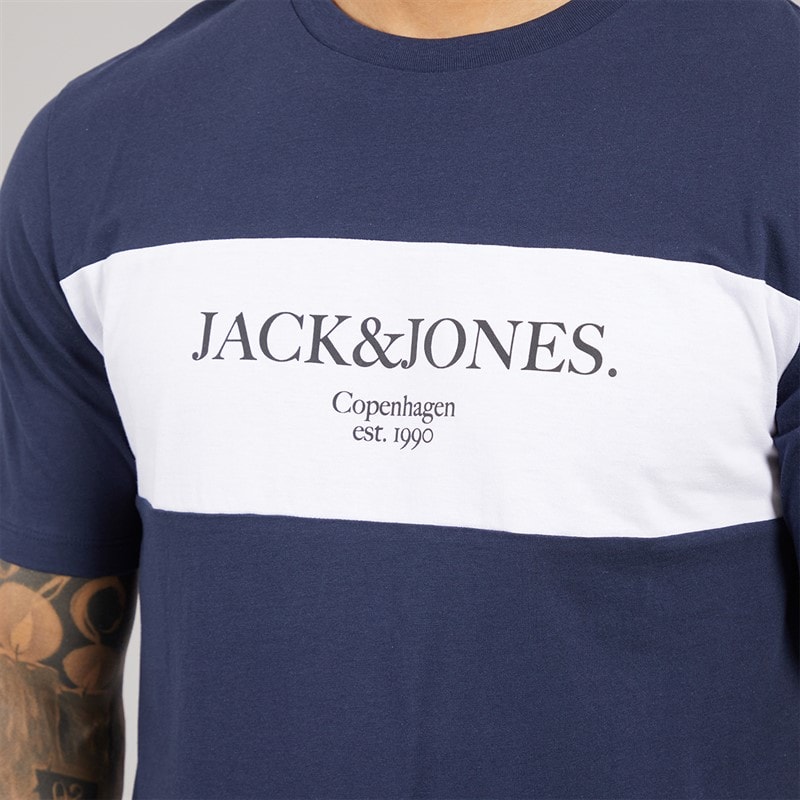 JACK & JONES Mens Chester T-Shirt And Shorts Set Navy Blazer - Image 3