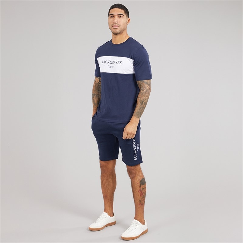 JACK & JONES Mens Chester T-Shirt And Shorts Set Navy Blazer - Image 4