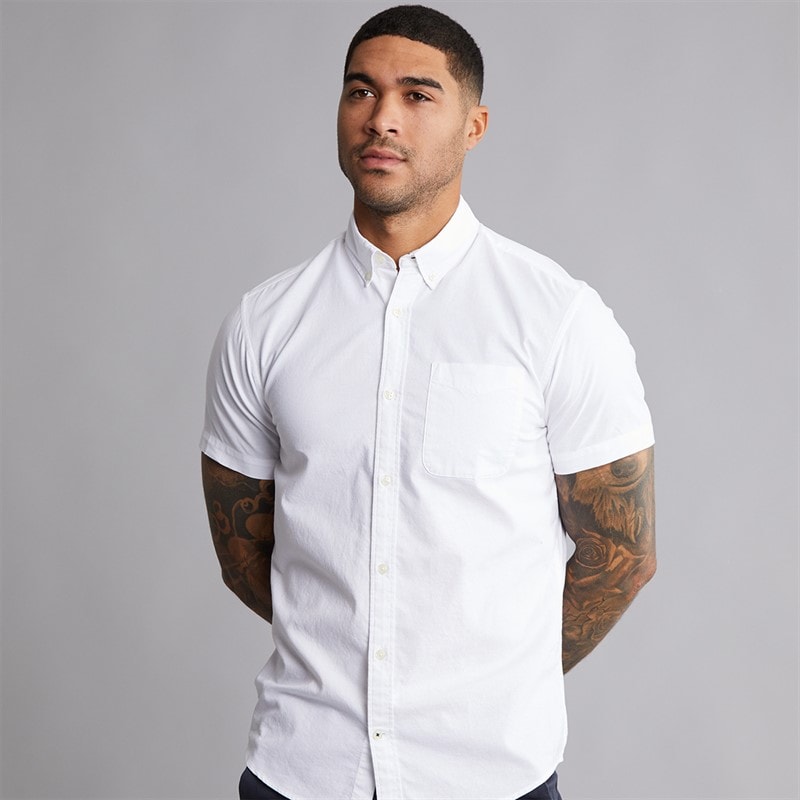 JACK & JONES Mens Classic Short Sleeve Oxford Shirt White - Image 1