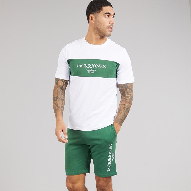 JACK & JONES Mens Chester T-Shirt And Shorts Set Trekking Green