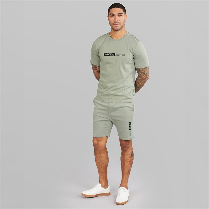 JACK & JONES Mens Neo T-Shirt And Shorts Set Wrought Iron - Image 3