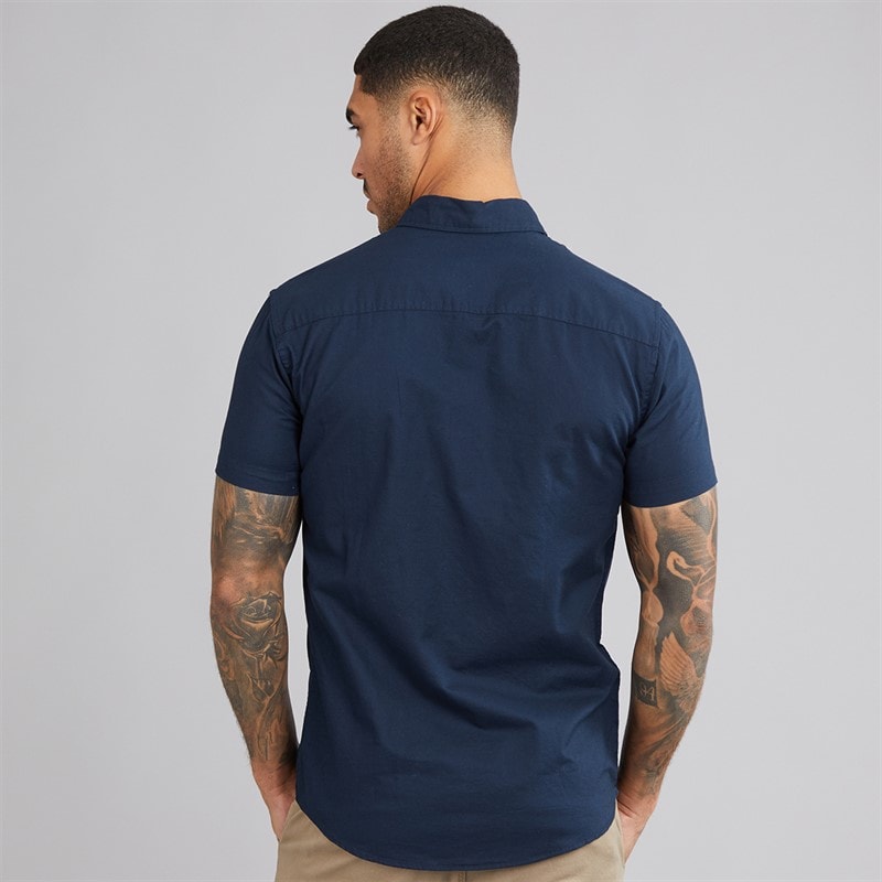JACK & JONES Mens Classic Short Sleeve Oxford Shirt Navy Blazer - Image 2