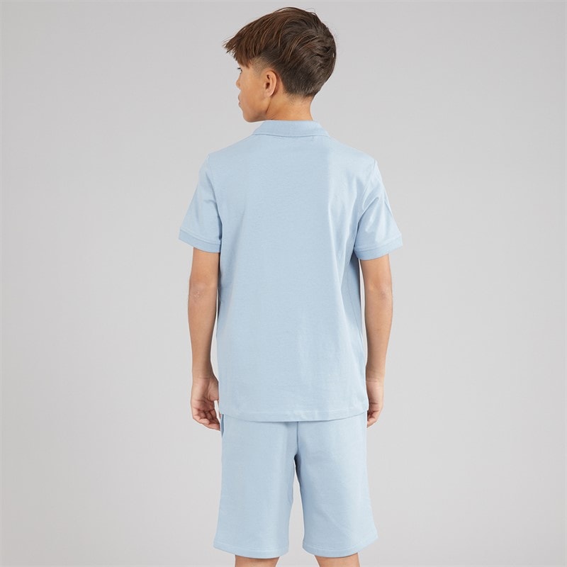 JACK & JONES Boys Basic Zip T-Shirt And Shorts Set Ashley Blue - Image 2