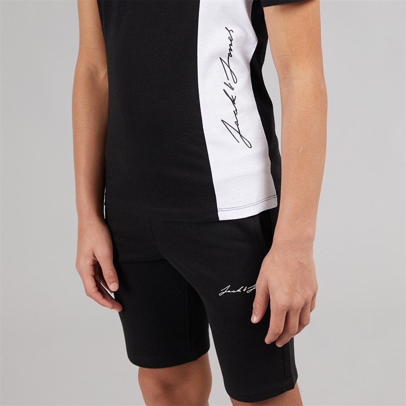 JACK & JONES Boys Jax Blocking T-Shirt And Shorts Set Black - Image 3