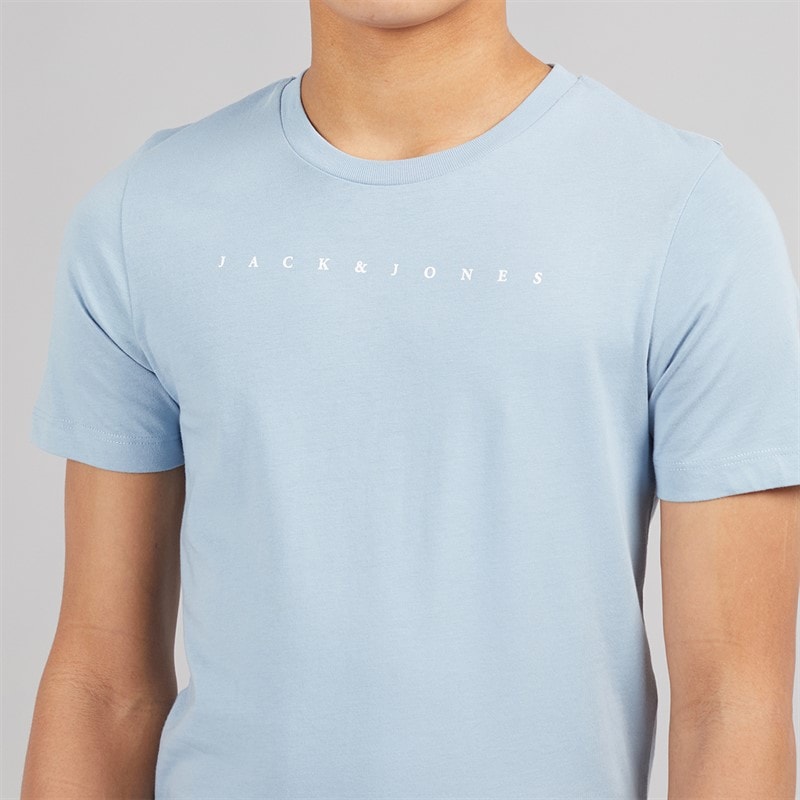 JACK & JONES Boys Font T-Shirt And Shorts Set Ashley Blue - Image 3
