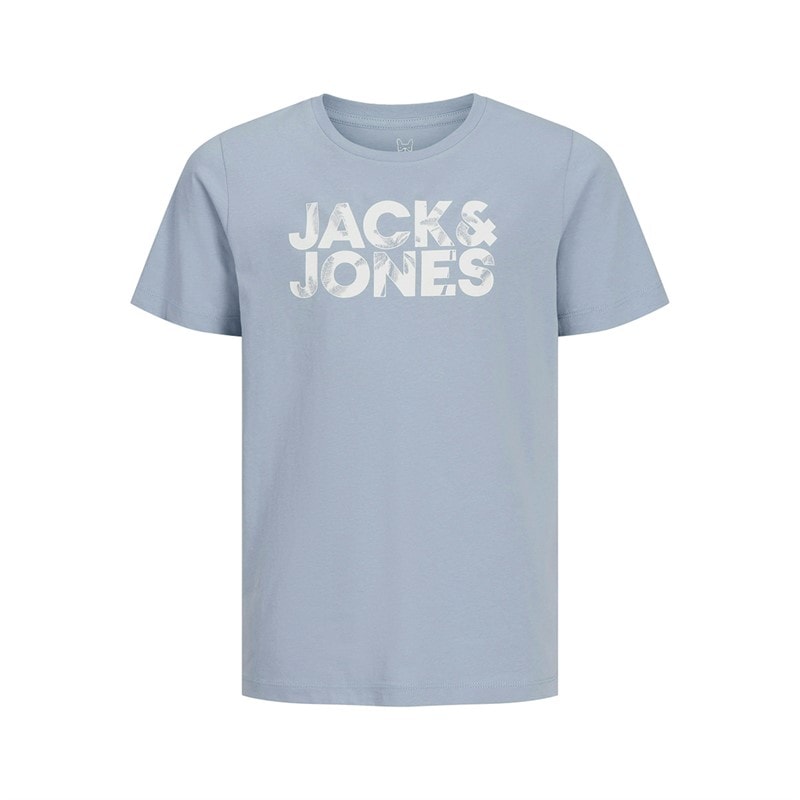 JACK & JONES Boys Floral Brand Three Pack T-Shirts White/Ashley Blue/Navy Blazer - Image 3
