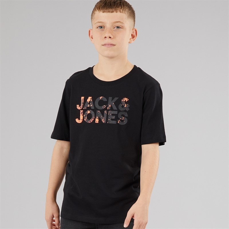 JACK & JONES Boys Splash Corp Logo T-Shirt Black