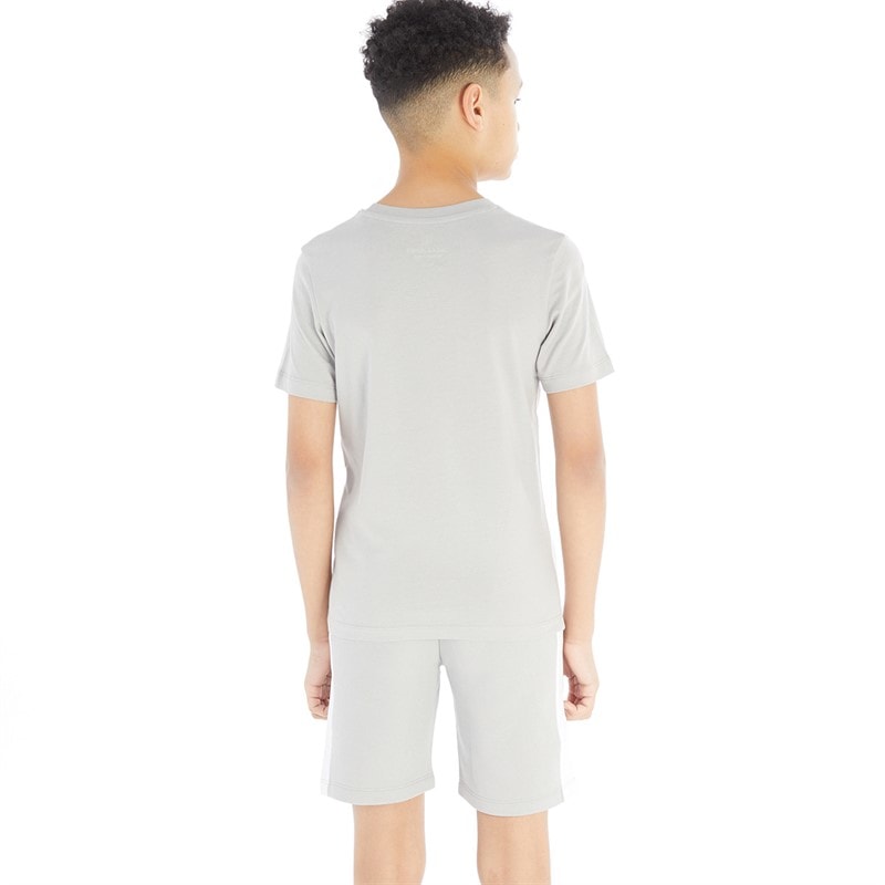 JACK & JONES Boys Blocking T-Shirt And Shorts Set Alloy/White - Image 2