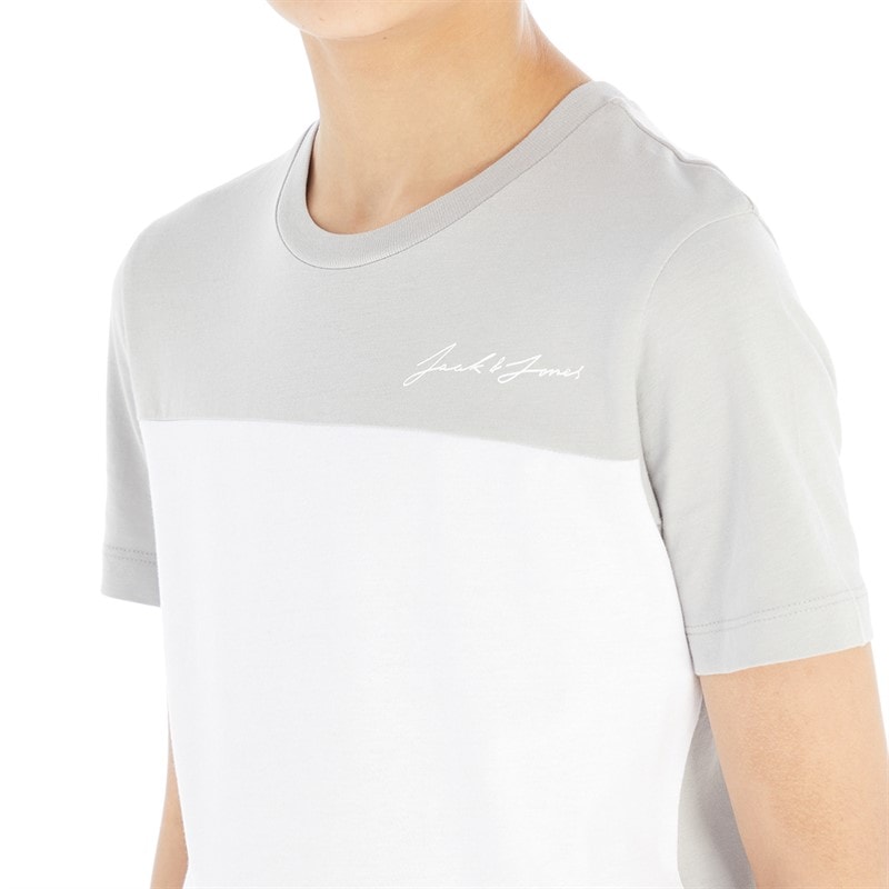 JACK & JONES Boys Blocking T-Shirt And Shorts Set Alloy/White - Image 3