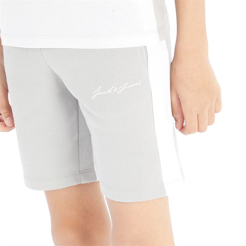 JACK & JONES Boys Blocking T-Shirt And Shorts Set Alloy/White - Image 4
