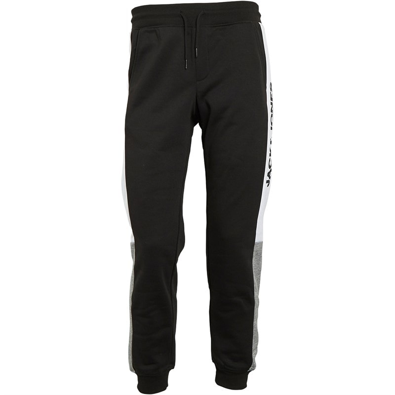 JACK & JONES Mens Logo Blocking Joggers Black - Image 3