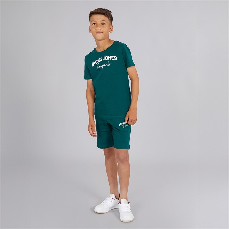 JACK & JONES Boys Corp Trend T-Shirt And Shorts Set Deep Teal - Image 3