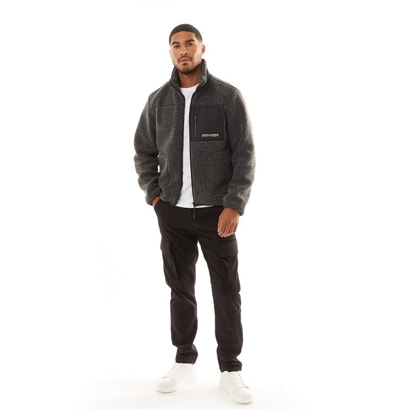 JACK & JONES Mens Vesterbro Teddy Jacket Grey Marl - Image 3