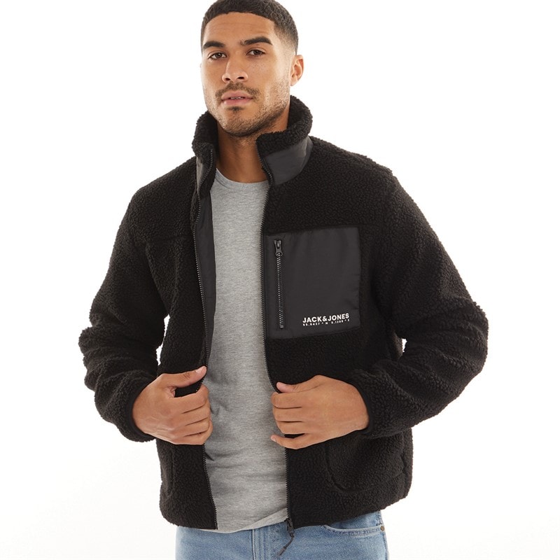 JACK & JONES Mens Vesterbro Teddy Jacket Black