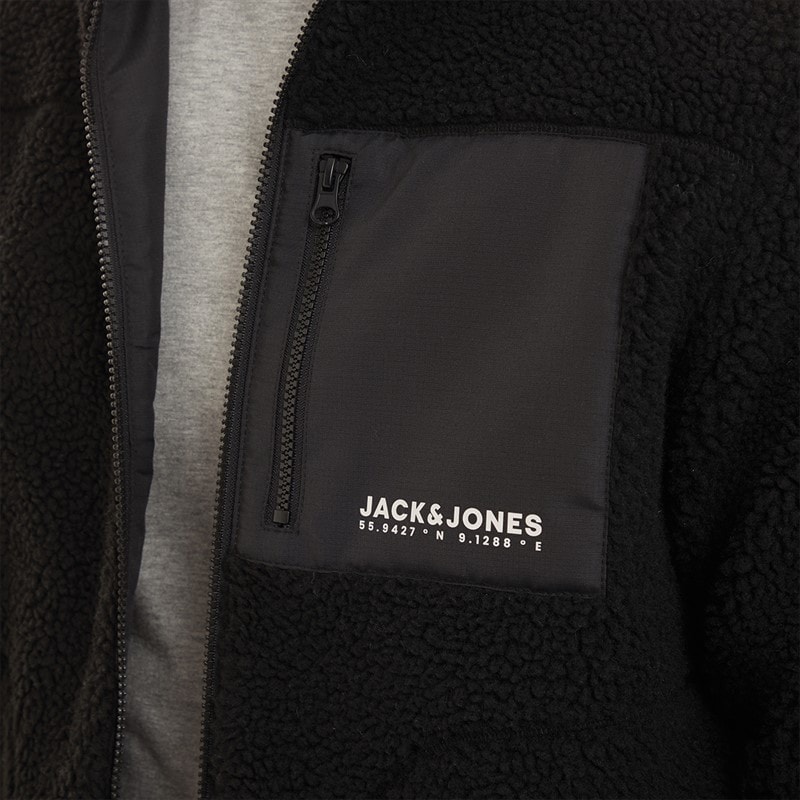 JACK & JONES Mens Vesterbro Teddy Jacket Black - Image 3