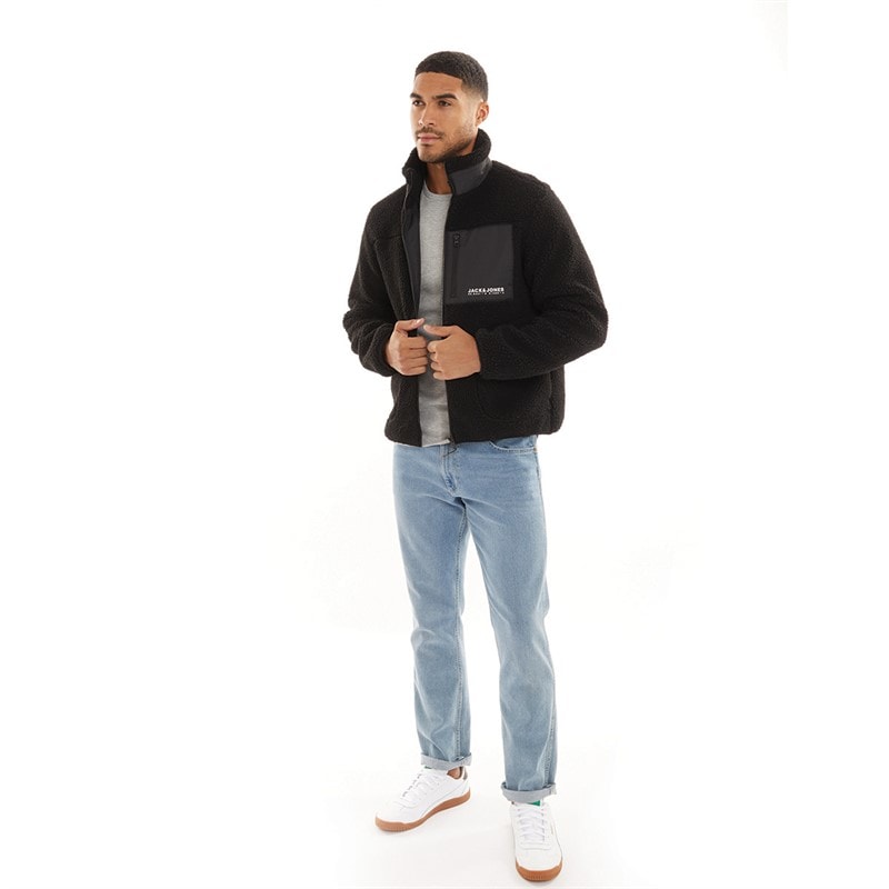 JACK & JONES Mens Vesterbro Teddy Jacket Black - Image 4