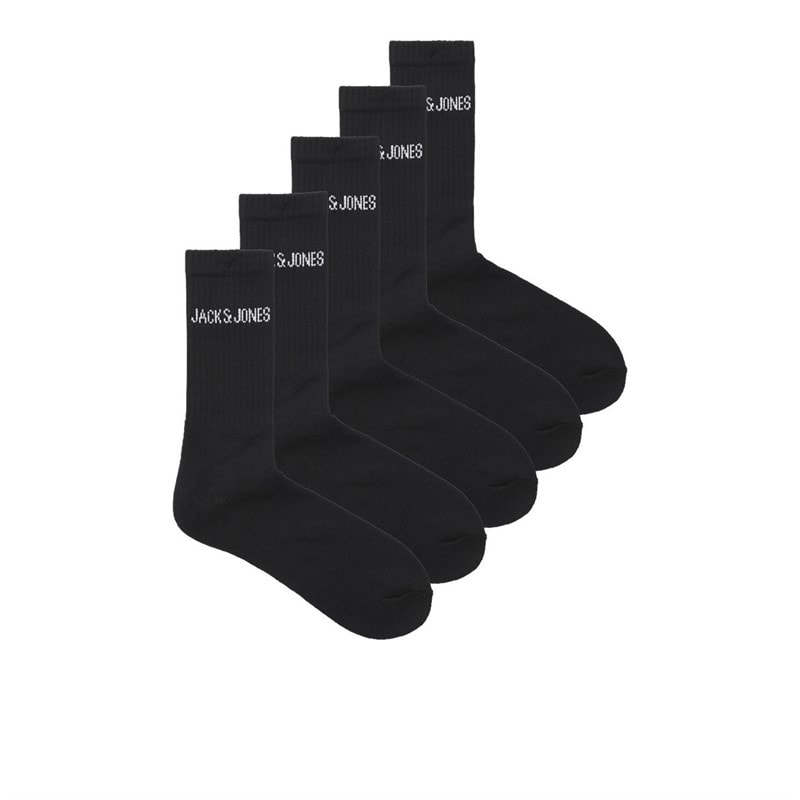 JACK & JONES Boys Regen Five Pack Crew Socks Black