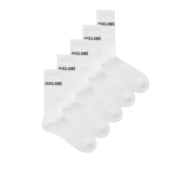 JACK & JONES Boys Regen Five Pack Crew Socks White