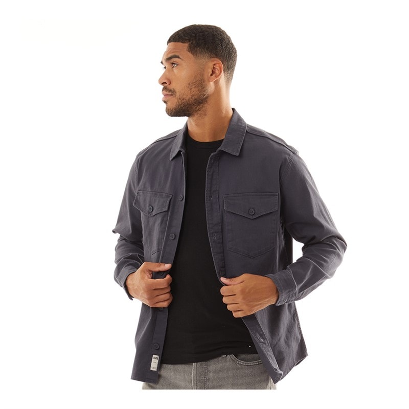 JACK & JONES Mens Dave Stretch Overshirt Navy Blazer - Image 1