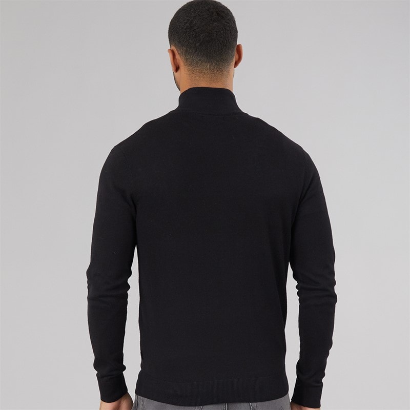 JACK & JONES Mens Emil Knit 1/2 Zip Jumper Black - Image 2