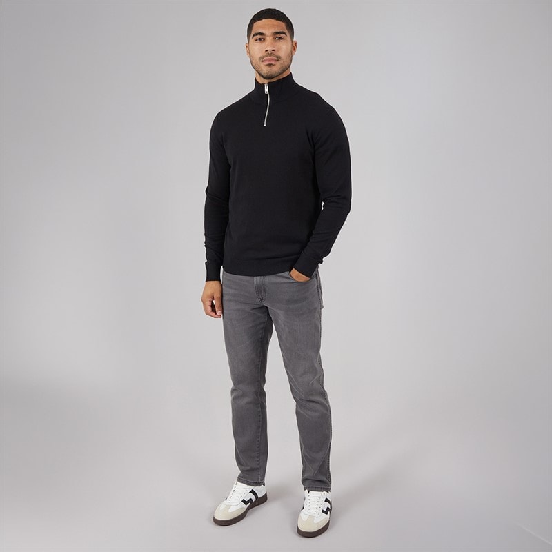 JACK & JONES Mens Emil Knit 1/2 Zip Jumper Black - Image 3
