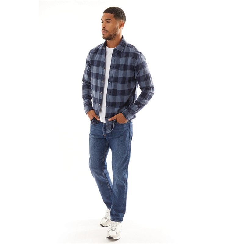 JACK & JONES Mens Joshua Fall Buffalo Long Sleeve Check Shirt Vintage Indigo - Image 3