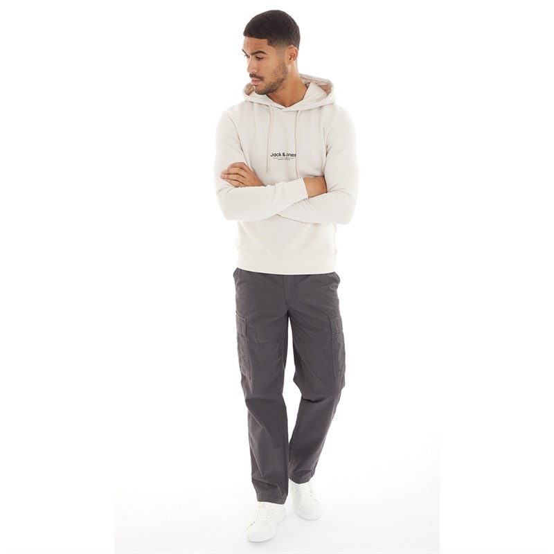 JACK & JONES Mens Karl Evans Wider Fit Cargo Pants Asphalt - Image 3