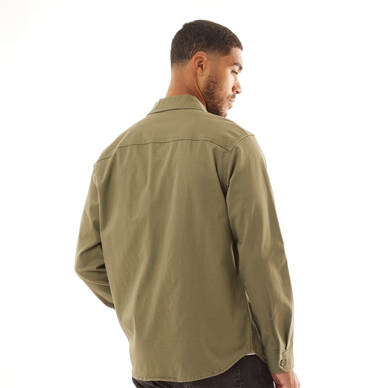 JACK & JONES Mens Dave Stretch Overshirt Dusty Olive - Image 2
