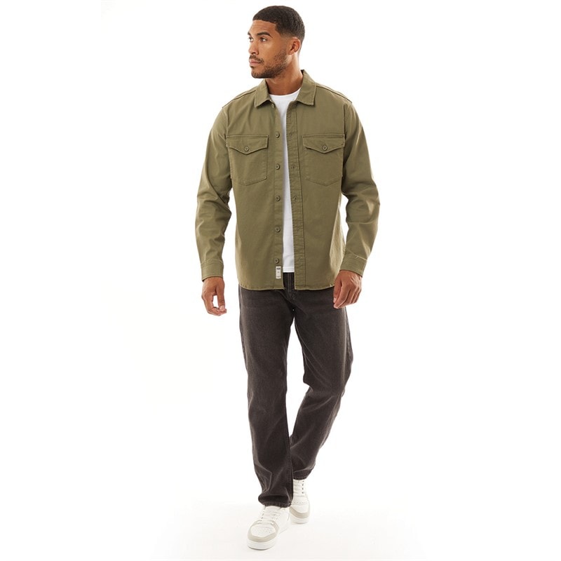 JACK & JONES Mens Dave Stretch Overshirt Dusty Olive - Image 3