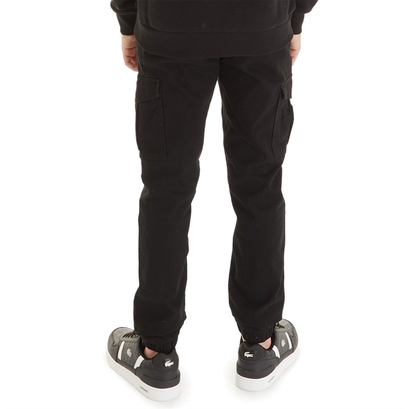 JACK & JONES Boys Marco Dean Cuffed Cargo Pants Black - Image 2