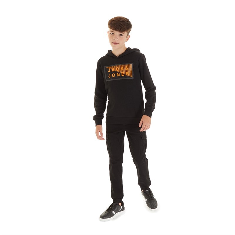 JACK & JONES Boys Marco Dean Cuffed Cargo Pants Black - Image 3