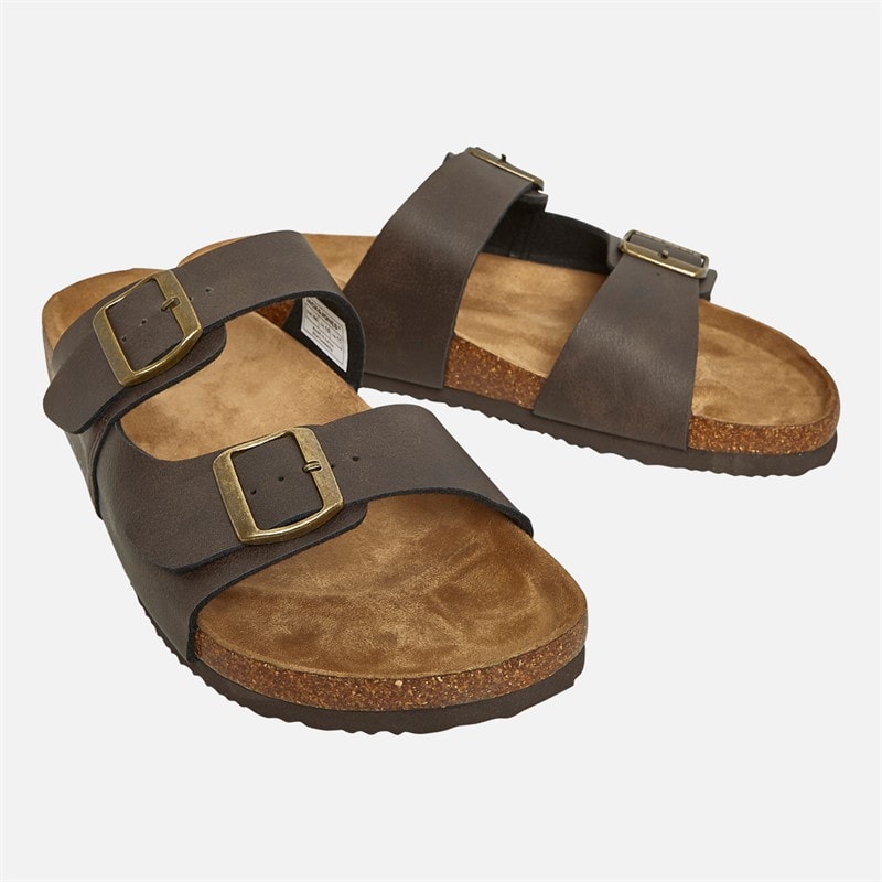 JACK & JONES Mens Oslo PU Sandal Brown Suede - Image 1