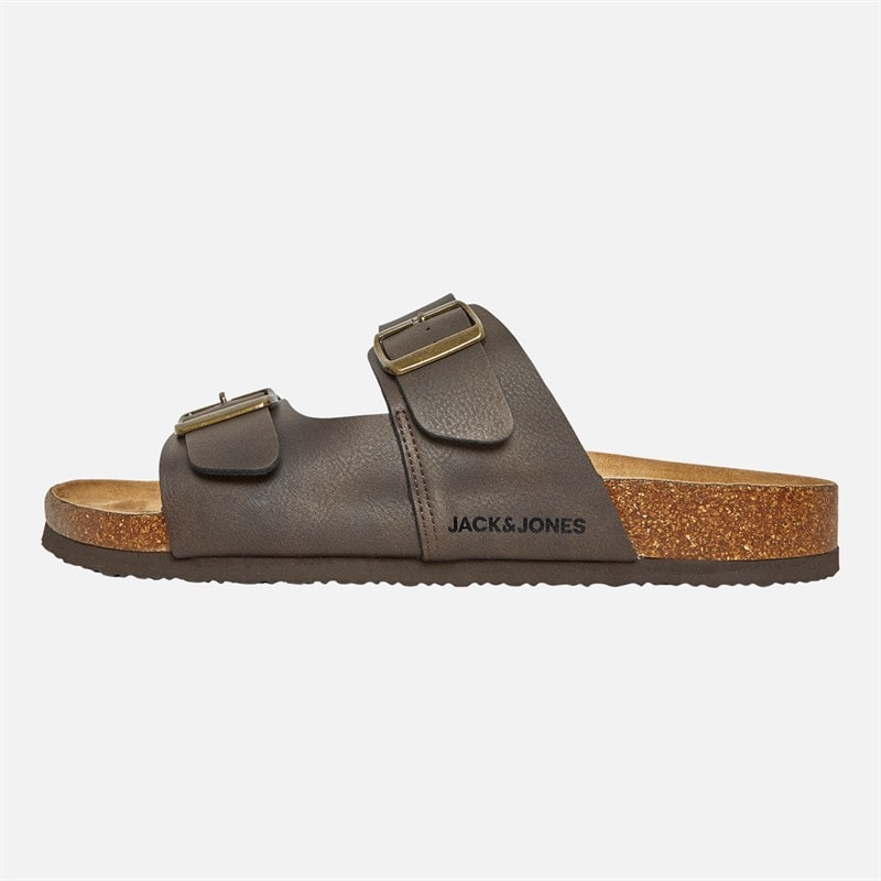 JACK & JONES Mens Oslo PU Sandal Brown Suede - Image 2